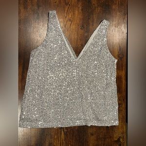 Silver Sequin Tank Top